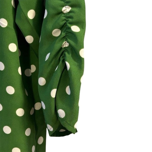 Susan Graver Women's M Green Polka Dot Button Down Blouse 3/4 Sleeve - Picture 6 of 11